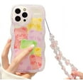 thumbnail image 1 of for iPhone 13 Pro Max Case with Charm Chain Bear Cute Phone Case,Matte TPU Protective Phone Case with Flower Pearl Wrist Bracelet Shockproof for iPhone 13 Pro Max Case 6.7'', 1 of 12