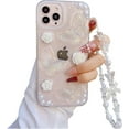 thumbnail image 1 of for iPhone 13 Pro Max Case with Charm Chain Butterfly Flower 3D Cute Phone Case,Crystal Clear Shiny Case with Wrist Bracelet Pearl Shockproof for iPhone 13 Pro Max Case 6.7'', 1 of 11