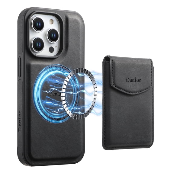 for iPhone 13 Pro Max Case Compatible with MagSafe 2-in-1 Detachable Wallet Case with Card Holder for Women Men, Magnetic Skin-Feel PU Leather Card Slots Purse Cover for iPhone 13 Pro Max, Black