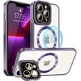 thumbnail image 1 of for iPhone 13 Pro Max Case, [Compatible with MagSafe] [Built-in Camera Cover Stand] Shockproof Plating Edges, Clear Protective Magnetic Transparent Phone Case for iPhone 13 Pro Max - Purple, 1 of 16