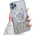 thumbnail image 1 of for iPhone 13 Pro Max Case Compatible with MagSafe for Clear Frosted PC Back Protector Flower Shockproof Floral Design Protective Women Girls Phone Cover - Lavender Blooms/Purple, 1 of 12