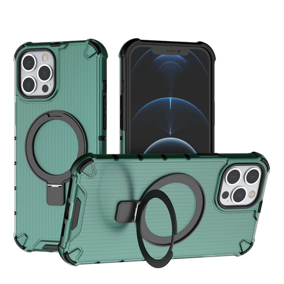 for iPhone 13 Pro Max Case Compatible with MagSafe Rugged Grip Back Case with Magnetic Ring Adjustable Stand Military Grade Heavy Duty Protection Shockproof Anti-Scratch Phone Cover,GreenGreen