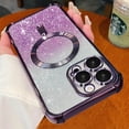 thumbnail image 1 of for iPhone 13 Pro Max Case Compatible with MagSafe, [Shockproof Edge Protection + Camera Lens Protector], Magnetic Glitter Clear case for iPhone 13 Pro Max Phone Case for Women/Men(Purple), 1 of 7
