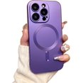 thumbnail image 1 of for iPhone 13 Pro Max Case【Compatible with Magsafe】, with Camera Lens Protector, Magnetic Metallic Paint Soft Silicone Luxury Cover, Shockproof Full Protection Phone Case, Deep Purple, 1 of 10