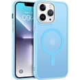 thumbnail image 1 of for iPhone 13 Pro Max Case [Compatible with Magsafe], Translucent Matte Back Anti-Scratch Full Body Protective Cover Shockproof Phone Case for iPhone 13 Pro Max 6.7", Light Blue, 1 of 8