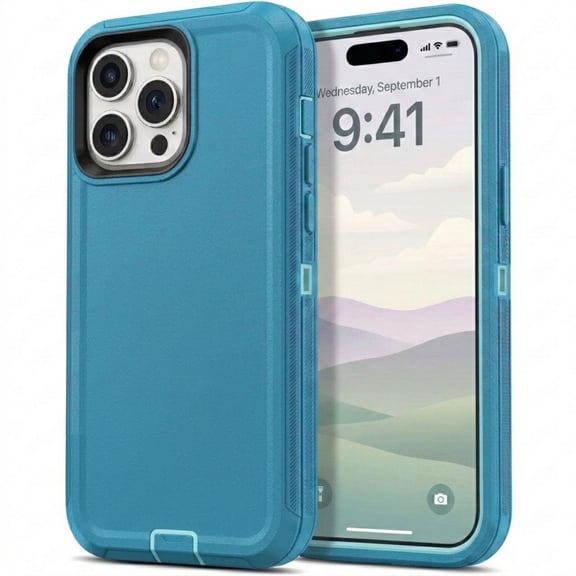 iPhone 13 Pro Max Case Cover Dual Layer Rugged / Heavy Duty / Shockproof 6.7" Teal