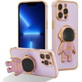 thumbnail image 1 of for iPhone 13 Pro Max Case Cute 6D Astronaut Case with Stand Function Luxury Plating Case Cover Slim Fit Soft TPU Shockproof Bumper Protective Electroplated Case for Girls Boys,6.7 inch,Purple, 1 of 12