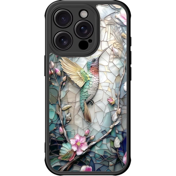 for iPhone 13 Pro Max Case Cute, Aesthetic Floral Hard Shell, Compatible with Magsafe, Trendy Unique Cool Retro Western Coquette Protective Slim Phone Cover for Women Girls, Hummingbird Floral