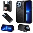 thumbnail image 1 of iPhone 13 Pro Max Case,Dteck Butterfly Pattern Magnetic Leather Card Holder Wallet Case Shockproof Rubber Hybrid Kickstand Cover for iPhone 13 Pro Max,Black, 1 of 5