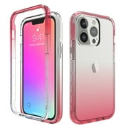 iPhone 13 Pro Max Case,Dteck Shockproof Rubber Bumper Hybrid PC Gradient Lightweight Slim Transparent Back Cover without Screen Protector For Apple iPhone 13 Pro Max 6.7-inch,Red