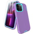thumbnail image 1 of for iPhone 13 Pro Max Case, Dust-Proof Port Cover, Full-Body Non-Slip Silicone Rubber Covered, Military Grade Drop-Proof Shockproof Phone Case, Mint/Purple, 1 of 14