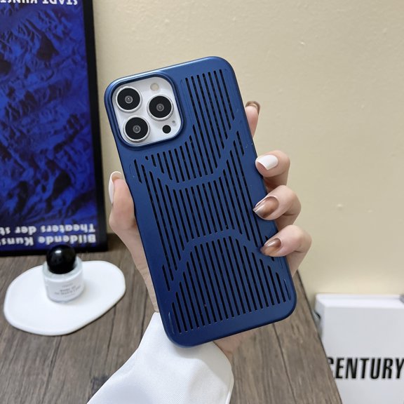 iPhone 13 Pro Max Case, Heat Dissipation Phone Case, Breathable Hollow Heat Dissipation Case Full Back Camera Lens Protection Ultra Slim Case,Blue