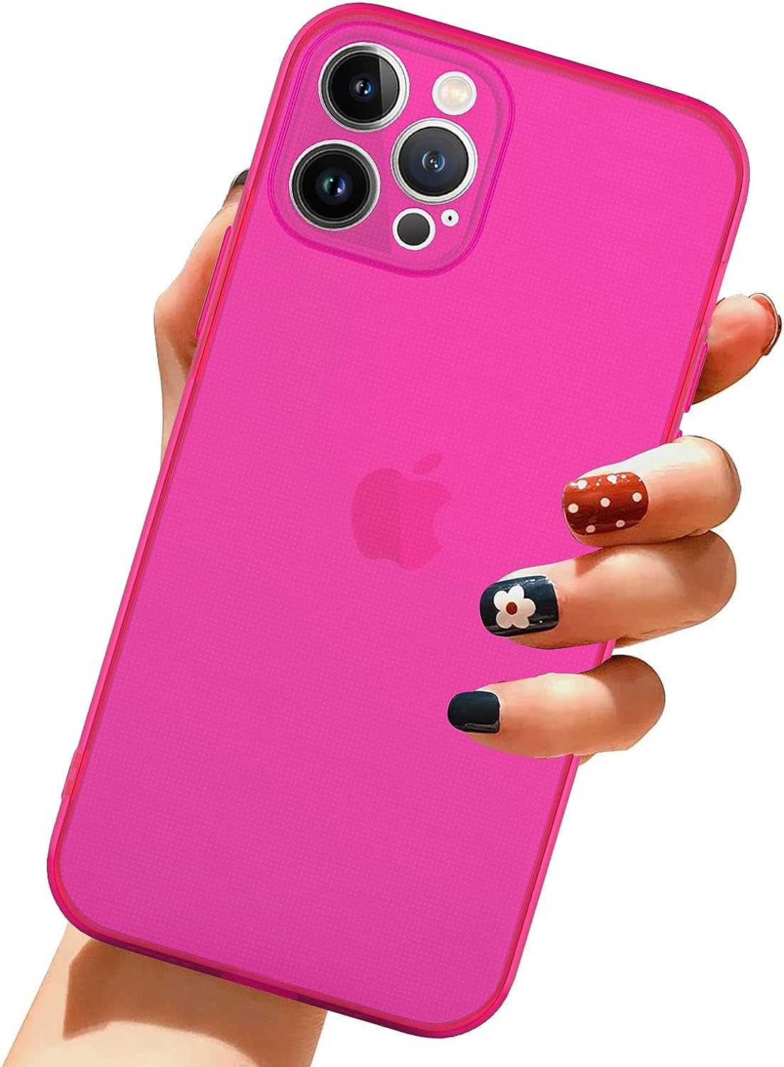 for iPhone 13 Pro Max Case Hot Pink Soft TPU Bumper Anti-Drop Anti