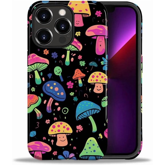 for iPhone 13 Pro Max Case, [Hybrid 2-Layer Hard Shell] Military-Grade Protection, All-Around Shockproof, Silicone Protective Phone Case for iPhone 13 Pro Max - Coloring Mushroom