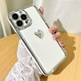 thumbnail image 1 of for iPhone 13 Pro Max Case Love Heart Plating Electroplate Silver Luxury Elegant Case Camera Protector Shockproof Protective Corner Back iPhone 13 Pro Max Case for Gilrs Women -One Heart, 1 of 10
