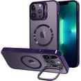 thumbnail image 1 of for iPhone 13 Pro Max Case Magnetic Clear with Camera Cover [Compatible with MagSafe] Stand Hard Luxury Plating Phone Cases for iPhone 13 Pro Max for Women Men -Purple, 1 of 12