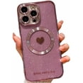 thumbnail image 1 of for iPhone 13 Pro Max Case Magnetic Glitter [ Compatible with MagSafe ], Bling Love Heart Clear Phone Case, Camera Protection Sparkly Plating Slim Soft Back Cover for Women Girls - Pink, 1 of 6