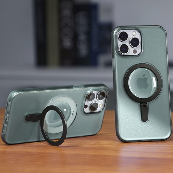 for iPhone 13 Pro Max Case with Magnetic Stand, [Mil-Grade Shockproof Protection] [Compatible with MagSafe] [Elf-Eye Design] Shockproof Translucent Phone Case for iPhone 13 Pro Max, Green