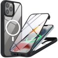 thumbnail image 1 of for iPhone 13 Pro Max Case Magsafe,Built-in 9H Tempered Glass Screen Protector,Wireless Charging,Military Dropproof,Dustproof,Real 360,Full Body Shockproof Phone Case(Black/Clear), 1 of 9