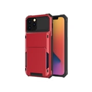 iPhone 13 Pro Max Case, Mantto Wallet Cover 5 Credit Card Slots Holder Flip Hidden Rugged Dual Layer PC & TPU 2 in 1 Protection Hybrid Tough Back Armor Phone Skin For Apple iPhone 13 Pro Max, Red