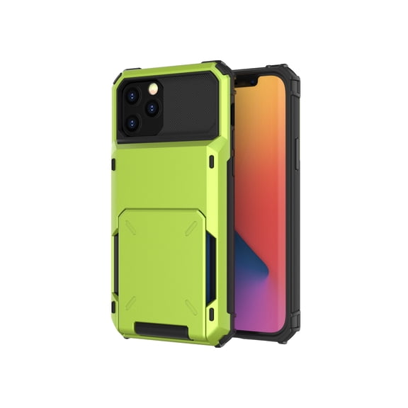 iPhone 13 Pro Max Case, Mantto Wallet Cover 5 Credit Card Slots Holder Flip Hidden Rugged Dual Layer PC & TPU 2 in 1 Protection Hybrid Tough Back Armor Phone Skin For Apple iPhone 13 Pro Max, Green