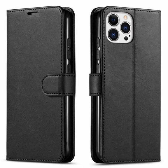 iPhone 13 Pro Max Case, [Not fit for iPhone 13 Mini/ iPhone 13/ iPhone 13 Pro], Starshop Premium Leather Wallet Pocket Credit Card Slots-Black