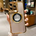 thumbnail image 1 of for iPhone 13 Pro Max Case Plating Magnetic 【Compatible with Magsafe】 Logo View Luxury Elegant Camera Protection Classic Screen Protector Metal Ring Phone Case for Girls Women -Gold, 1 of 9