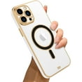 thumbnail image 1 of for iPhone 13 Pro Max Case Plating Magnetic Crystal [ Support for Magsafe ] Luxury Case Camera Protector Shockproof Protective Anti-Skid Edge Cover Screen Protector Cover Phone Case -White, 1 of 6