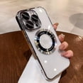 thumbnail image 1 of for iPhone 13 Pro Max Case Plating Magnetic Crystal [ Support for Magsafe ] Luxury Case Camera Protector Shockproof Protective Edge Cover Screen Protector Cover Girls Women Phone Case -Silver, 1 of 12