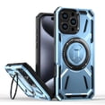 thumbnail image 1 of for iPhone 13 Pro Max Case Protective Cover with Built-in Ring Kickstand, Heavy Duty Military Grade Drop Protection Shock-Proof Grip Durable Dual-Layer Design Cover Support Wireless Charging, Blue, 1 of 6