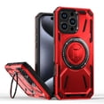 thumbnail image 1 of for iPhone 13 Pro Max Case Protective Cover with Built-in Ring Kickstand, Heavy Duty Military Grade Drop Protection Shock-Proof Grip Durable Dual-Layer Design Cover Support Wireless Charging, Red, 1 of 6