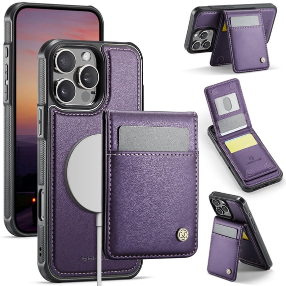 for iPhone 13 Pro Max Case with RFID Blocking Card Holder iPhone 13 Pro Max Case Magsafe Compatible Phone case Kickstand Wallet 2 in 1 Detachable Magnetic Leather Cover for Men Women, Purple