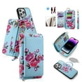 thumbnail image 1 of For iPhone 13 Pro Max Case with RFID Blocking Card Slots and Wrist Strap,[Compatible with MagSafe] PU Leather Zipper Pocket Magnetic [Detachable Wallet] Flip Kickstand Cover with Ring Hook,Skyblue, 1 of 14