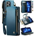 thumbnail image 1 of for iPhone 13 Pro Max Case, RFID Blocking iPhone 13 Pro Max Case Wallet for Women Men with Card Holder, Zipper Magnetic Flip Leather Cover for iPhone 13 Pro Max Phone Case, Dark Blue, 1 of 12