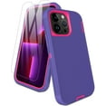 thumbnail image 1 of for iPhone 13 Pro Max Case, with Screen Protector, Dust-Proof Port Cover, Full-Body Non-Slip Silicone Rubber Covered, Military Grade Drop-Proof Shockproof Phone Case, Red/Purple, 1 of 14