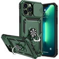 thumbnail image 1 of for iPhone 13 Pro Max Case with Slide Camera Cover & 360° Rotate Ring Stand [Military Drop Protection] Shockproof Heavy Duty Protective,  Phone Case with Magnetic Car Mount Holder Green, 1 of 14