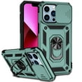 thumbnail image 1 of for iPhone 13 Pro Max Case, Soft TPU & Hard PC Anti-scratch Sliding Cover Full Protection Ring Stand Rotating Kickstand Holder Magnetic Shockproof Phone Case Cover for iPhone 13 Pro Max, Darkgreen, 1 of 7