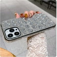 thumbnail image 1 of iPhone 13 Pro Max Case, Sparkle Glitter Shiny Diamond Mirror case, Luxury Bling Rhinestone Cute Heart Design, Hard PC + Soft TPU Protective Case Cover for Women Girls（Silver）, 1 of 13