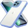 thumbnail image 1 of for iPhone 13 Pro Max Case Sparkly Diamond Crystal Metal Bling Camera Lens Cover Back Clear & Matte Bumper Shockproof Protective Case + Screen Protector for Girls and Women -Light Purple, 1 of 12