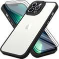 thumbnail image 1 of for iPhone 13 Pro Max Case Sparkly Diamond Crystal Metal Bling Camera Lens Cover Back Clear & Matte Bumper Silicone Shockproof Protective Case + Screen Protector for Girls and Women -Black, 1 of 12