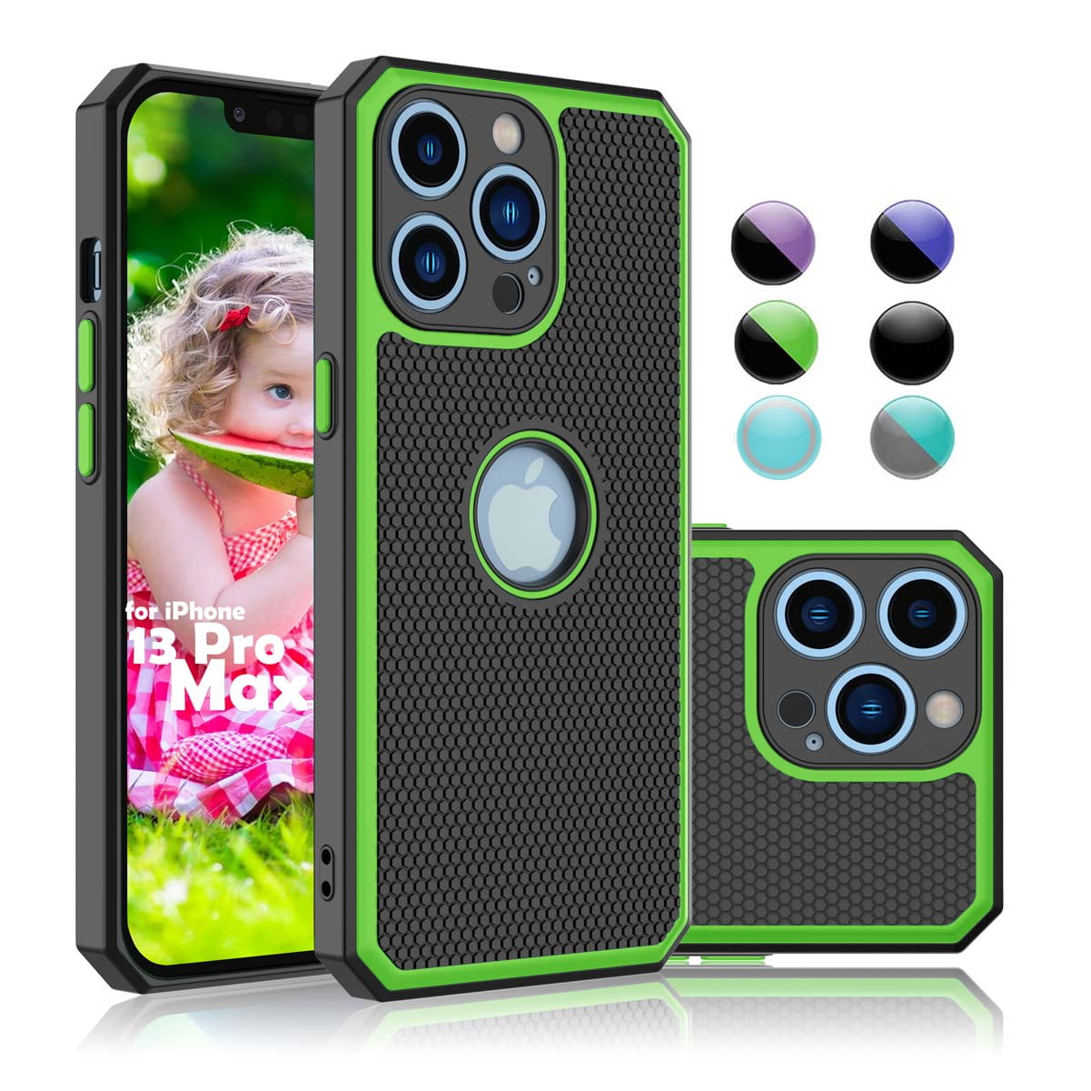Njjex Shock Absorbing Silicone Rugged Cell Phone Case iPhone 13 Pro Max, Green