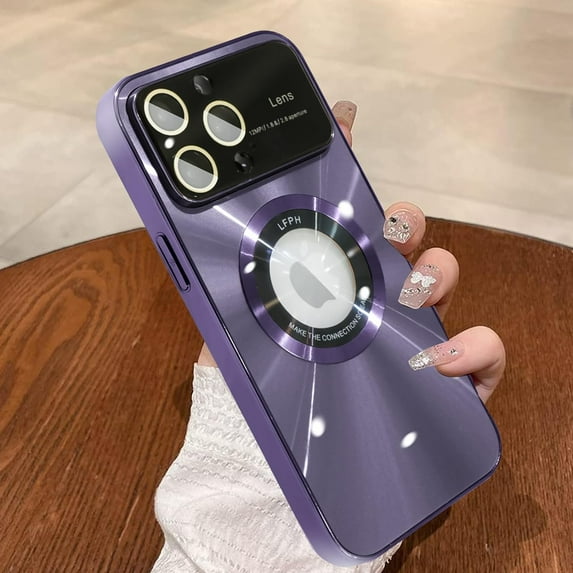 for iPhone 13 Pro Max Case 【Support for Magsafe】 Logo View Magnetic Plating Luxury Elegant Case New Camera Lens Protection Shockproof Corner Back Cover -Purple