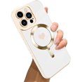 thumbnail image 1 of for iPhone 13 Pro Max Case [Support Magsafe] Love Heart Pattern Magnetic Plating Electroplate Luxury Elegant Case Camera Protector Soft TPU Shockproof Protective Corner Back Cover -White, 1 of 12