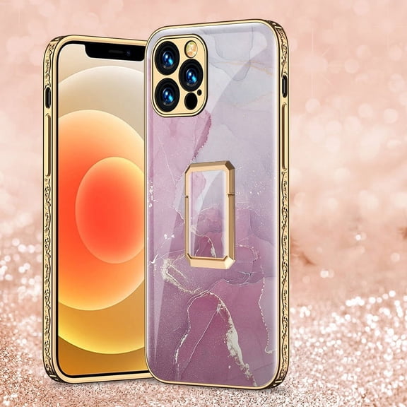 iPhone 13 Pro Max Case - TECH CIRCLE [Tempered Glass Back] Slim Fit Lightweight Protective Fashion Back Cover Case for Apple iPhone 13 Pro Max (6.7-Inch) Cell Phone, Purple