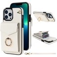 thumbnail image 1 of for iPhone 13 Pro Max Case Wallet, Card Holder Kickstand Mental Ring Leather for iPhone 13 Pro Max Case, Card Slot iPhone 13 Pro Max Case for Girls Women + 1* Sling Lanyard -White, 1 of 16