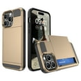 thumbnail image 1 of for iPhone 13 Pro Max Case Wallet Credit Card Holder ID Slot Sliding Door Hidden Pocket Men Women Anti-Scratch Dual Layer Hybrid Bumper Armor Protective Shell Back Cover,Gold, 1 of 12
