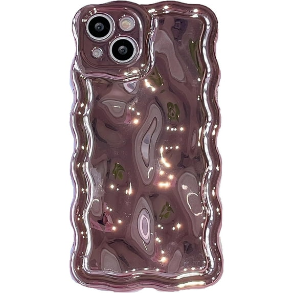 for iPhone 13 Pro Max Case, Water Ripple Wave Pattern Phone Case for Women Girls, Curly Wave Shape Soft TPU Exquisite Stylish Durable Protective Phone Cover for iPhone 13 Pro Max, Rose Gold