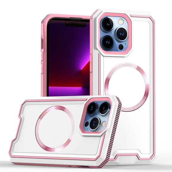 iPhone 13 Pro Max Case, with Wireless Charging Multi-Layer Protection Cover with Magnetic MagSafe Anti-Fingerprint Military Grade Shockproof Cover  iPhone 13 Pro Max, White