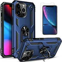 iPhone 13 Pro Max Case, With [Tempered Glass Screen Protector], STARSHOP Drop Protection Ring Kickstand Cover- Ink Blue