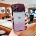 thumbnail image 1 of for iPhone 13 Pro Max Case for Women Girls, Bling Glitter Gradient Color Cute Wave Frame Curly Shape with Love Heart Pattern Raised Camera Protection Cover Luxury Plating Shockproof Case, Darkpurple, 1 of 7